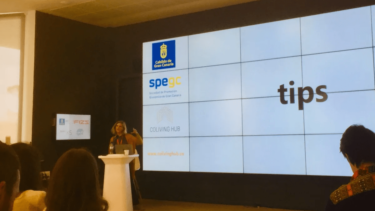 Julianne Becker speaking at the Coliving Hub Conference