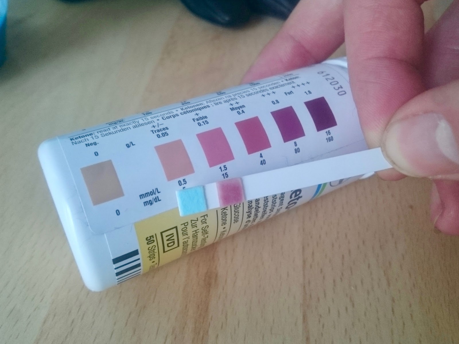 My ketone measurement readings over the three days of the fast.