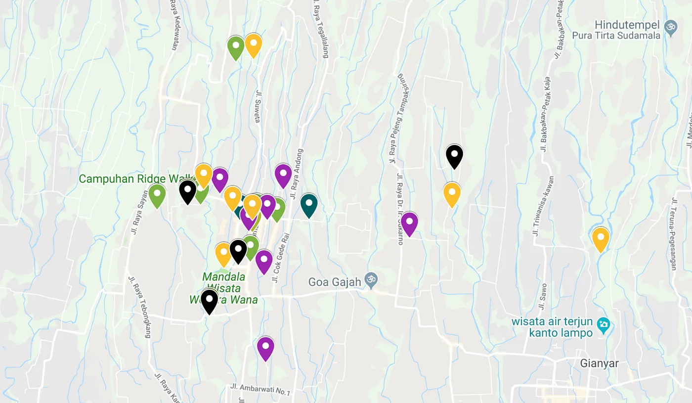 A map of Ubud