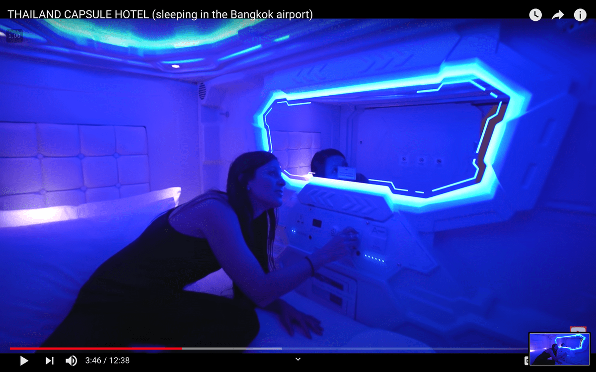 A capsule hotel in Bangkok airport